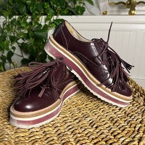 Oxblood Tassel Platform Loafers